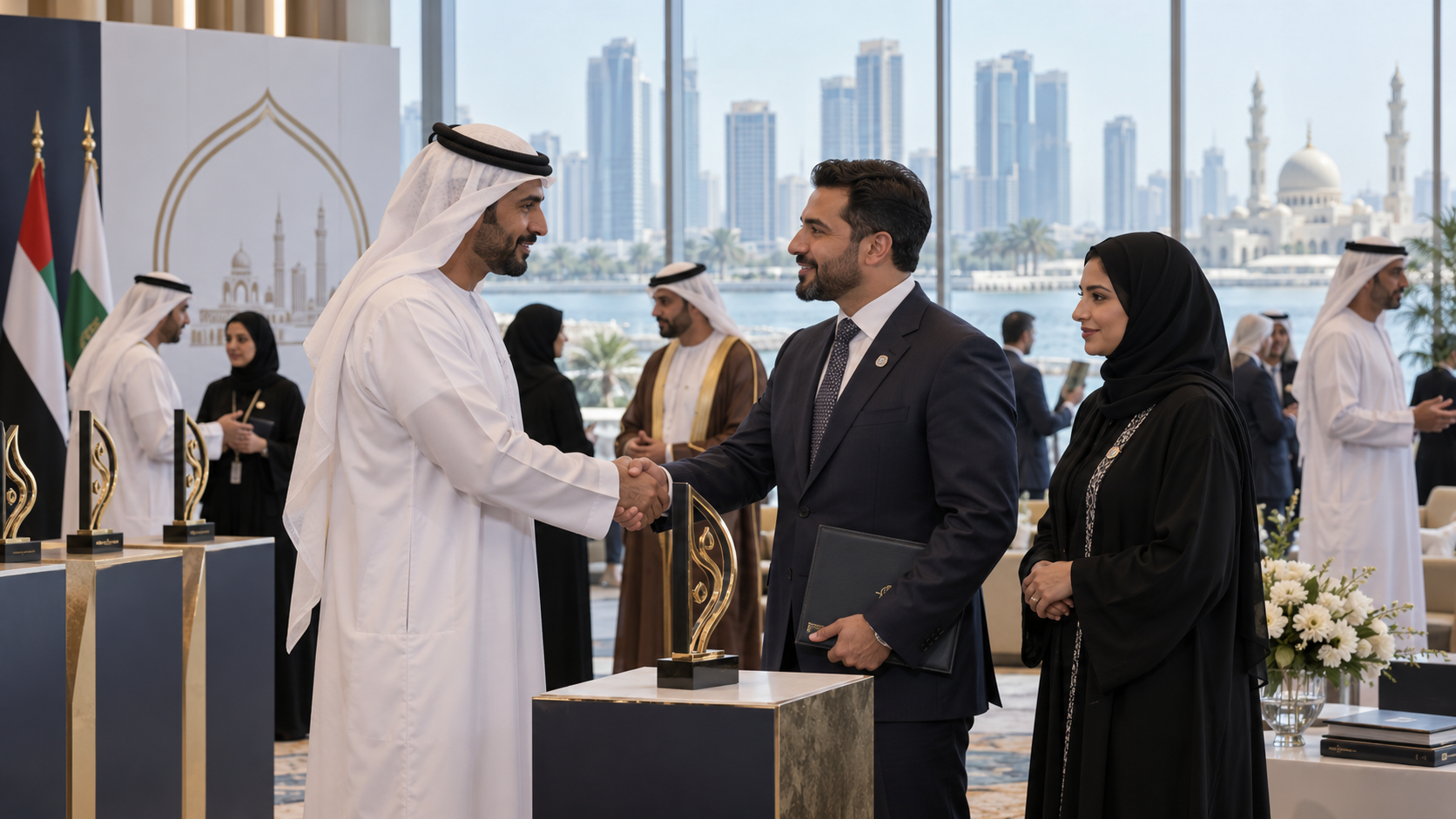 AI-generated editorial illustration for GulfPulse News coverage of SCCI invites GCC private sector participation in Sharjah Gulf Localisation Award.