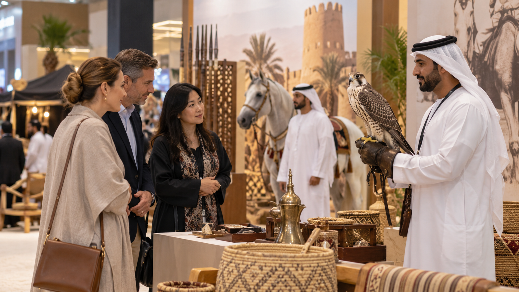 AI-generated editorial illustration for GulfPulse News coverage of Sharjah Institute for Heritage: ADIHEX elevates UAE heritage on global stage.