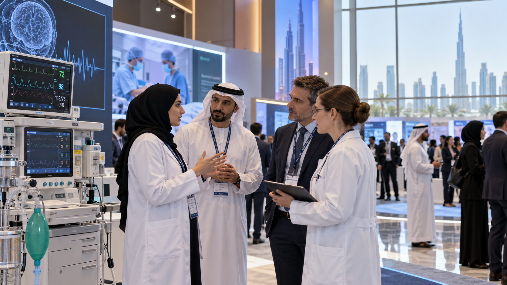 AI-generated editorial illustration for GulfPulse News coverage of DACE 2026 opens in Dubai to advance anaesthesia, pain management, patient care.