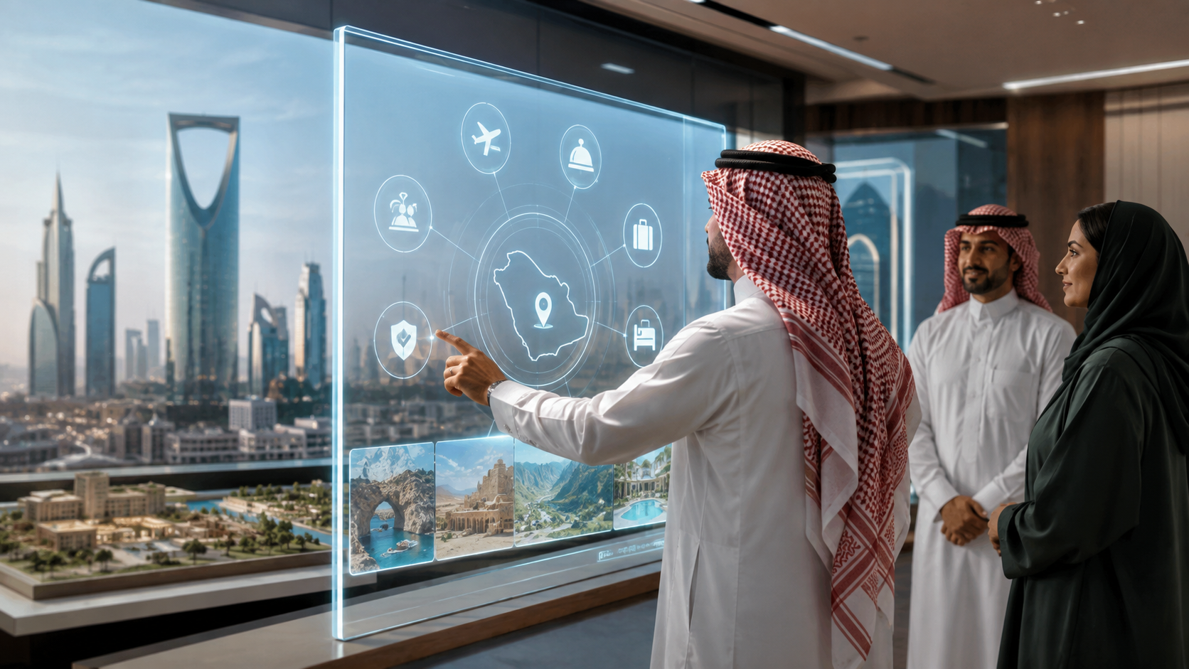 AI-generated editorial illustration for GulfPulse News coverage of Saudi Tourism unveils unified digital platform for tourism services.