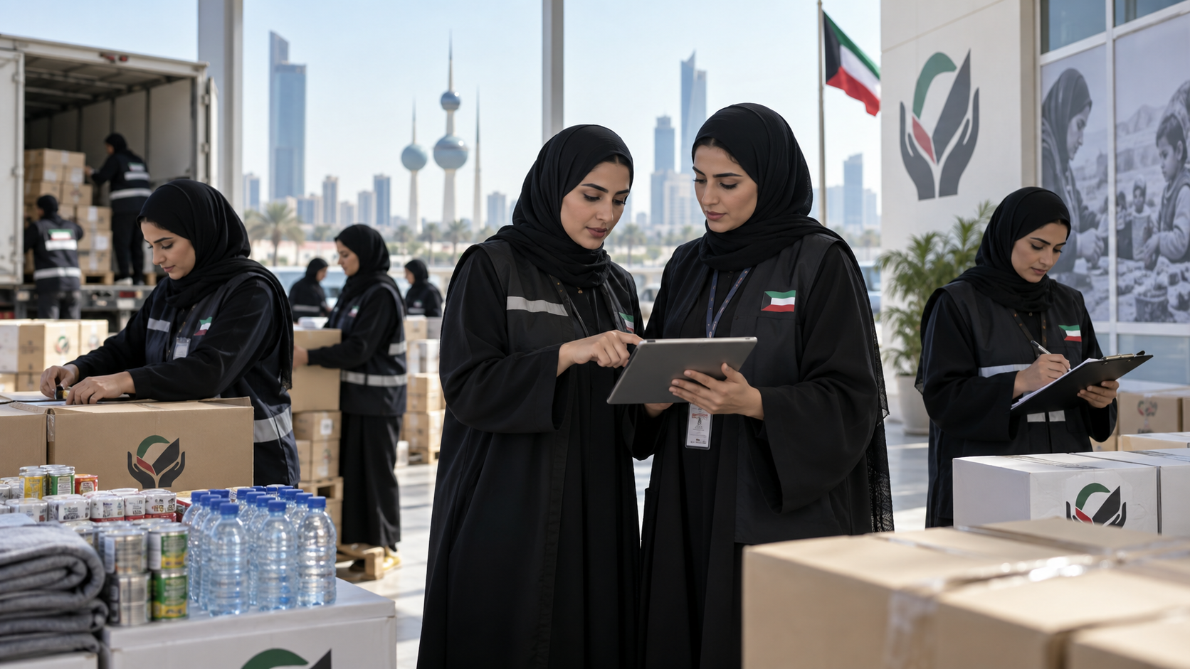 AI-generated editorial illustration for GulfPulse News coverage of Kuwaiti Women: From community giving to institutional volunteering.