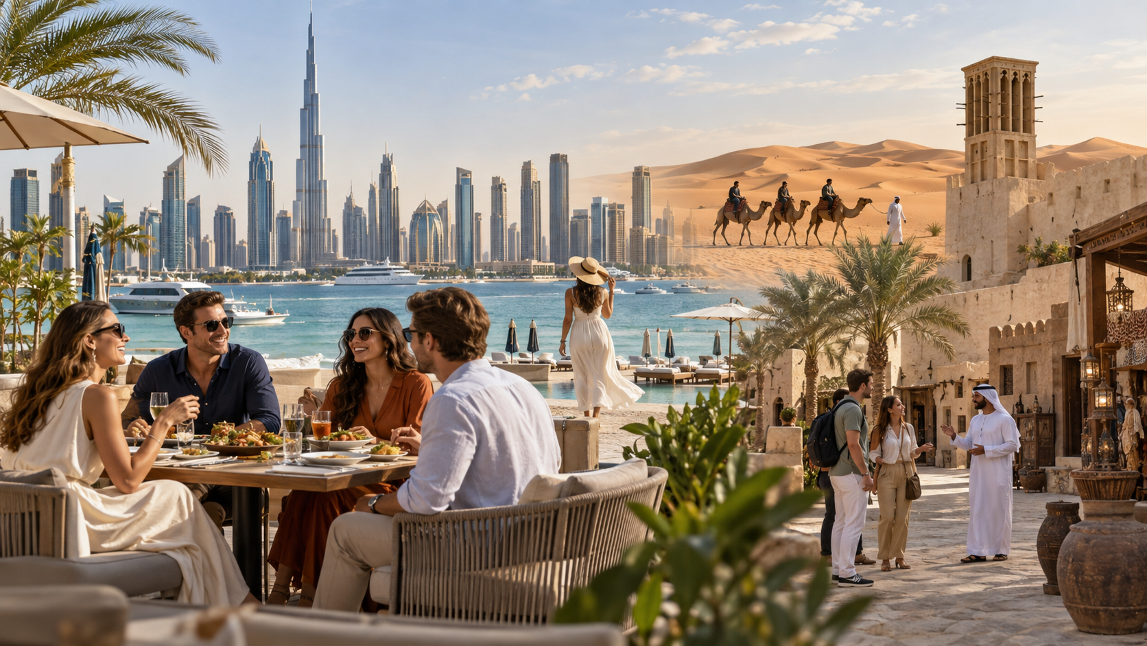 AI-generated editorial illustration for GulfPulse News coverage of UAE’s diverse tourism offering meets evolving global demand: Nirvana Holding.