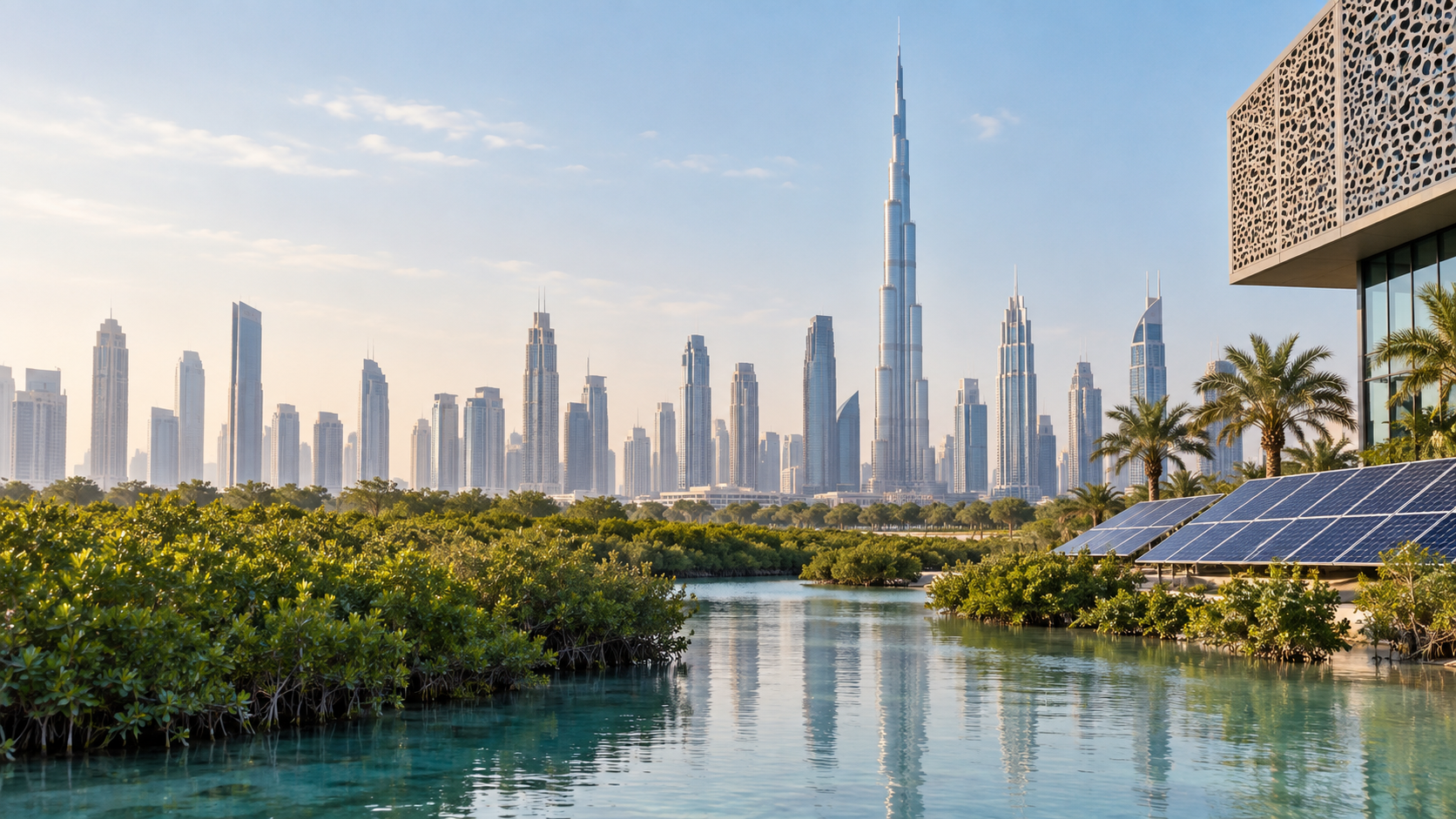 AI-generated editorial illustration for GulfPulse News coverage of Hamdan bin Mohammed names new CEOs at Dubai Environment and Climate Change Authority.