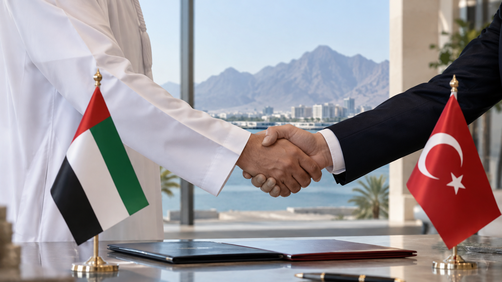 AI-generated editorial illustration for GulfPulse News coverage of Ras Al Khaimah opens up cooperation opportunities for over 100,000 Turkish companies.