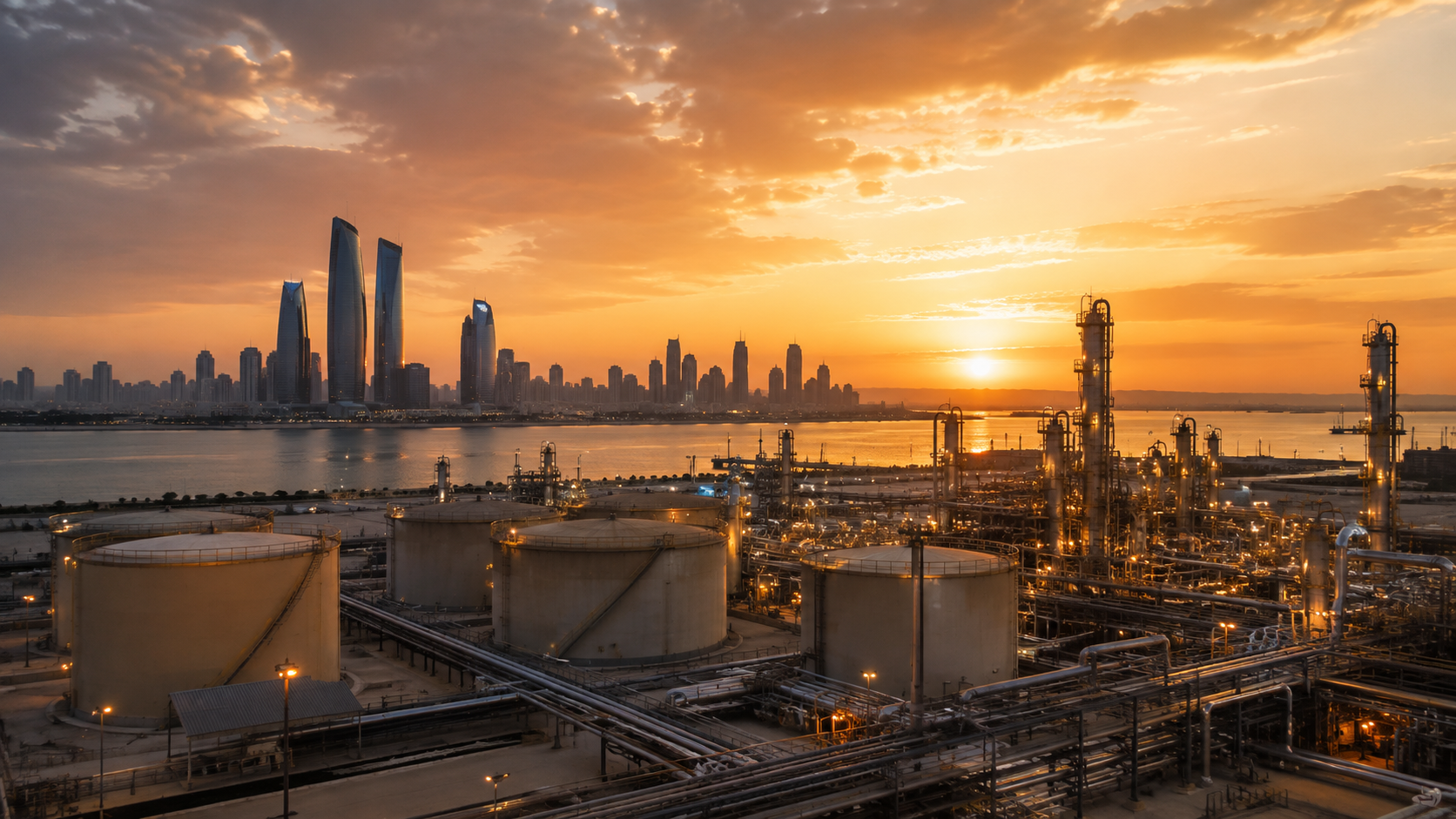 AI-generated editorial illustration for GulfPulse News coverage of Oil rises over 2%; Brent tops $90 pb.